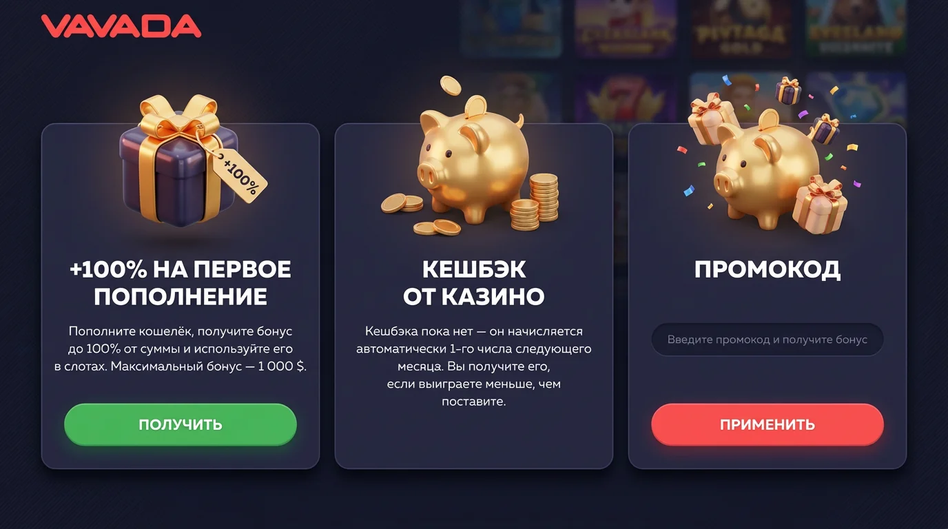 Промокоды и бонусы Vavada